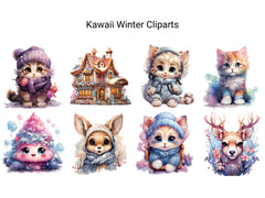 Kawaii Winter Clipart - CraftNest