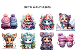 Kawaii Winter Clipart - CraftNest