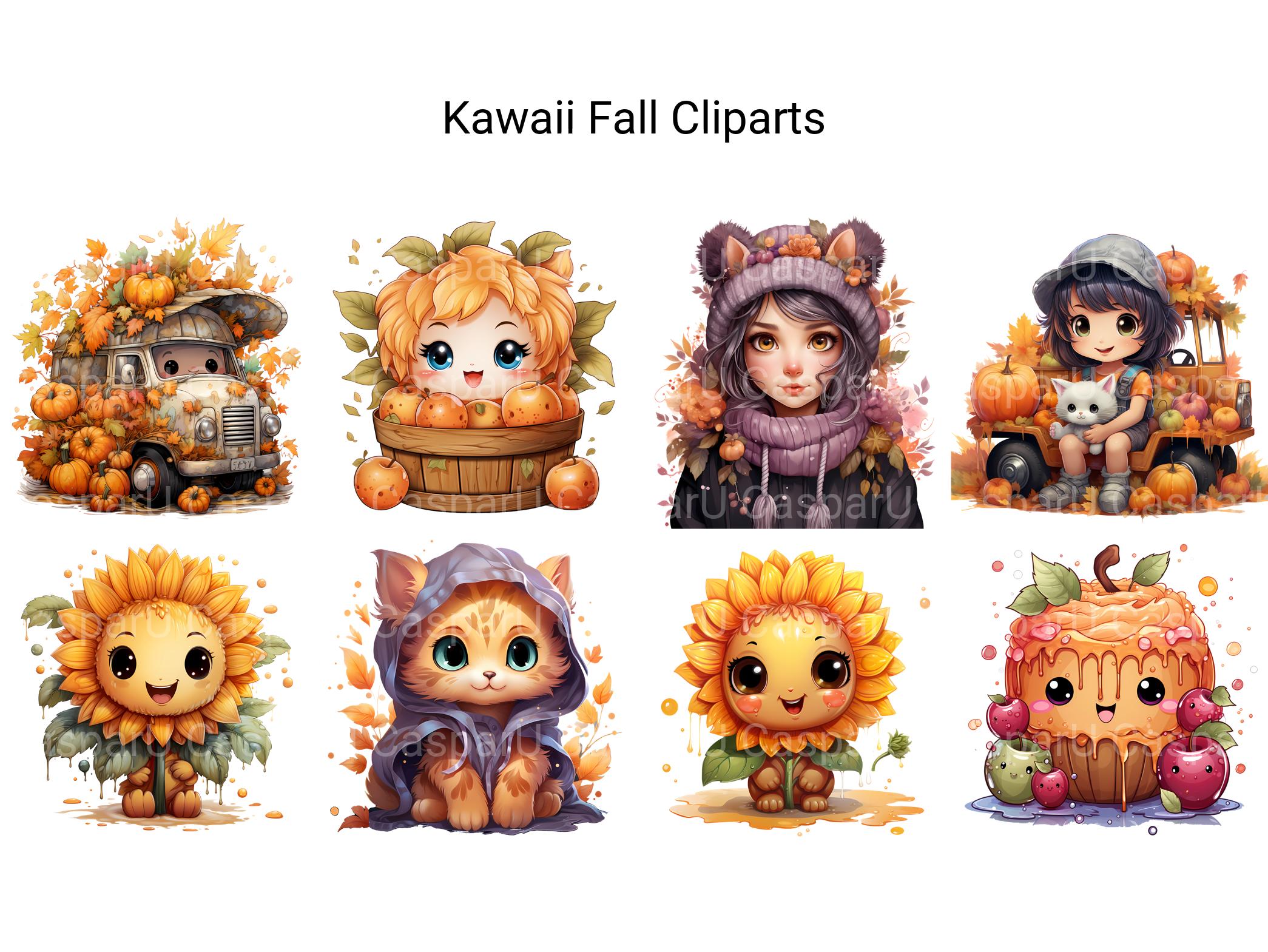 Kawaii Fall Clipart - CraftNest