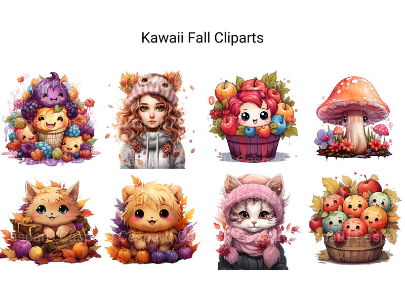 Kawaii Fall Clipart - CraftNest