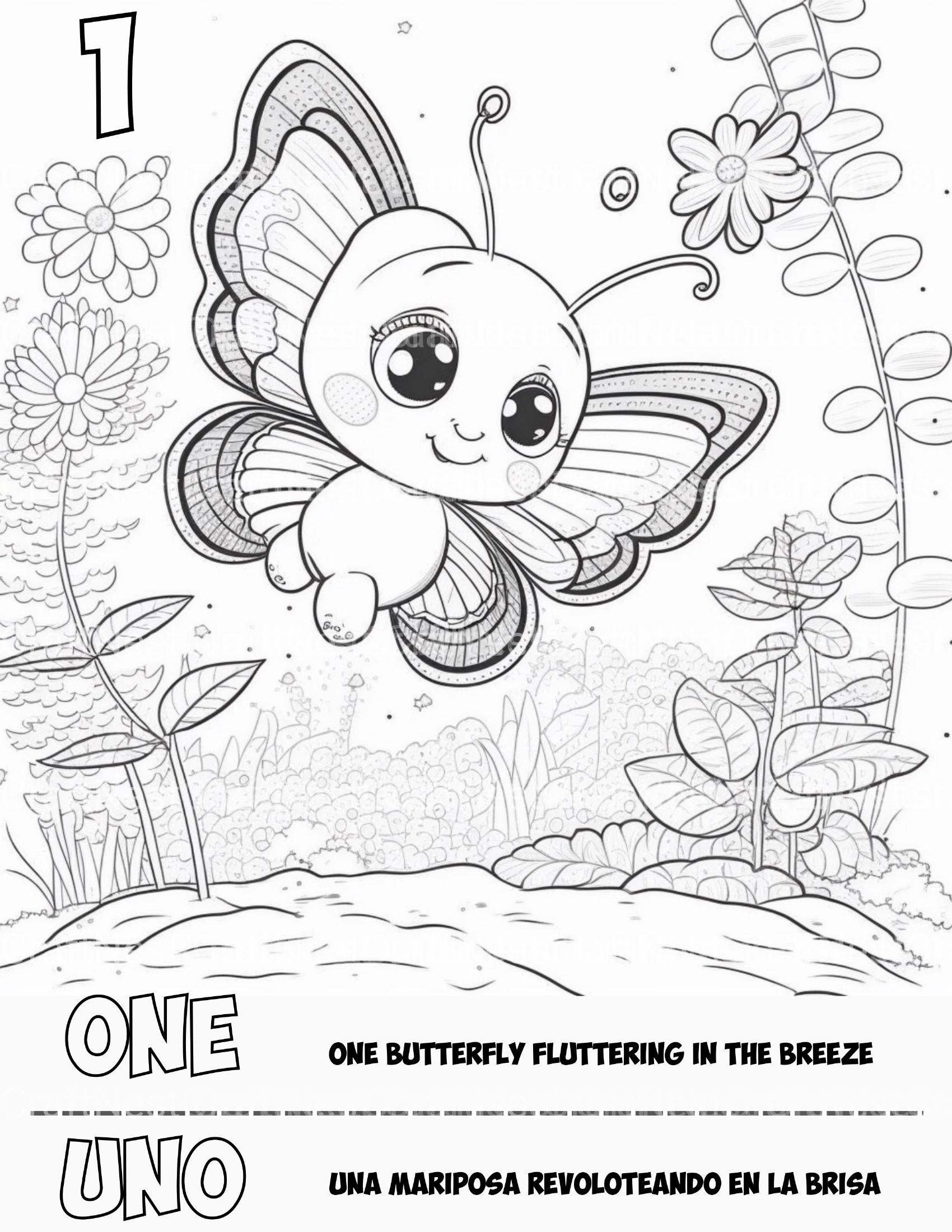 Bilingual Numbers Garden Coloring Book - CraftNest - Digital Crafting and Art