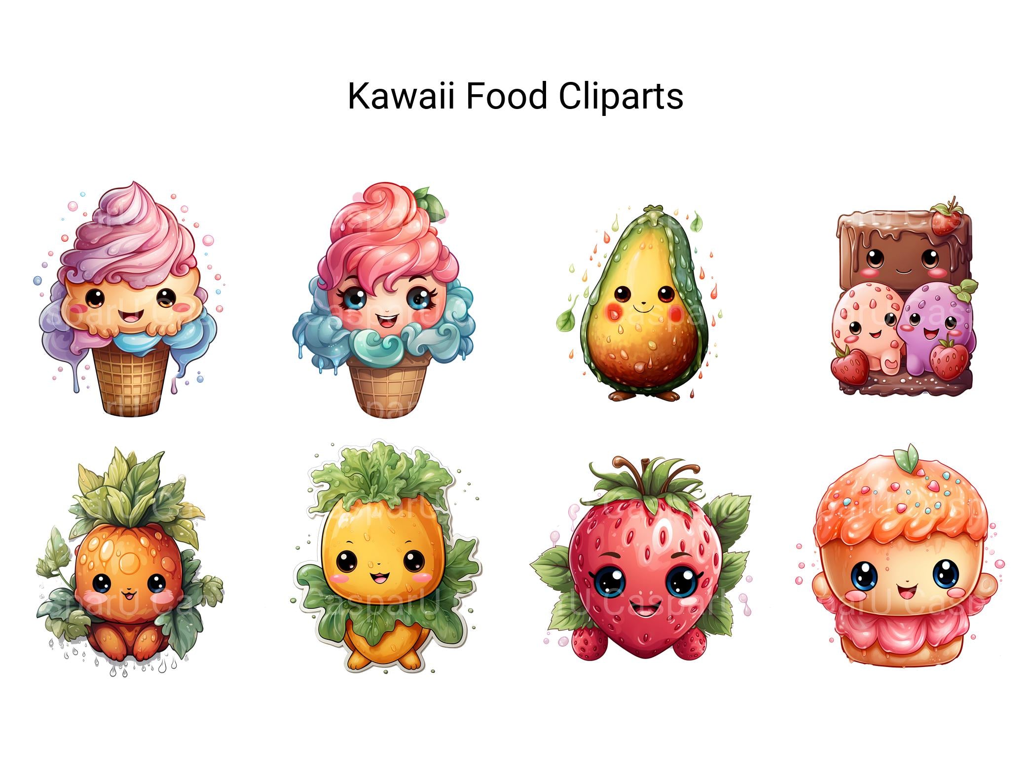 Kawaii Food Clipart - CraftNest