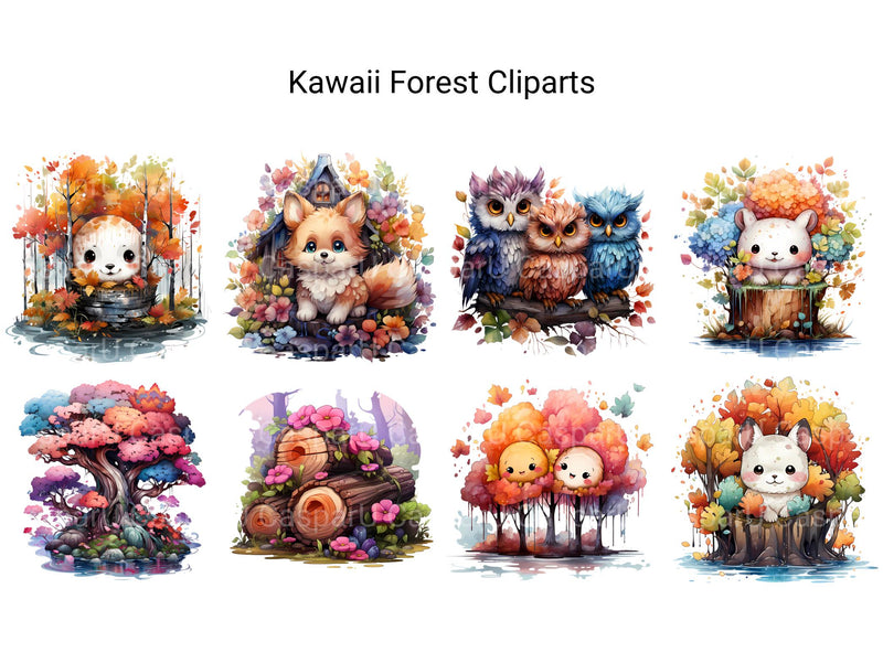 Kawaii Forest Clipart - CraftNest