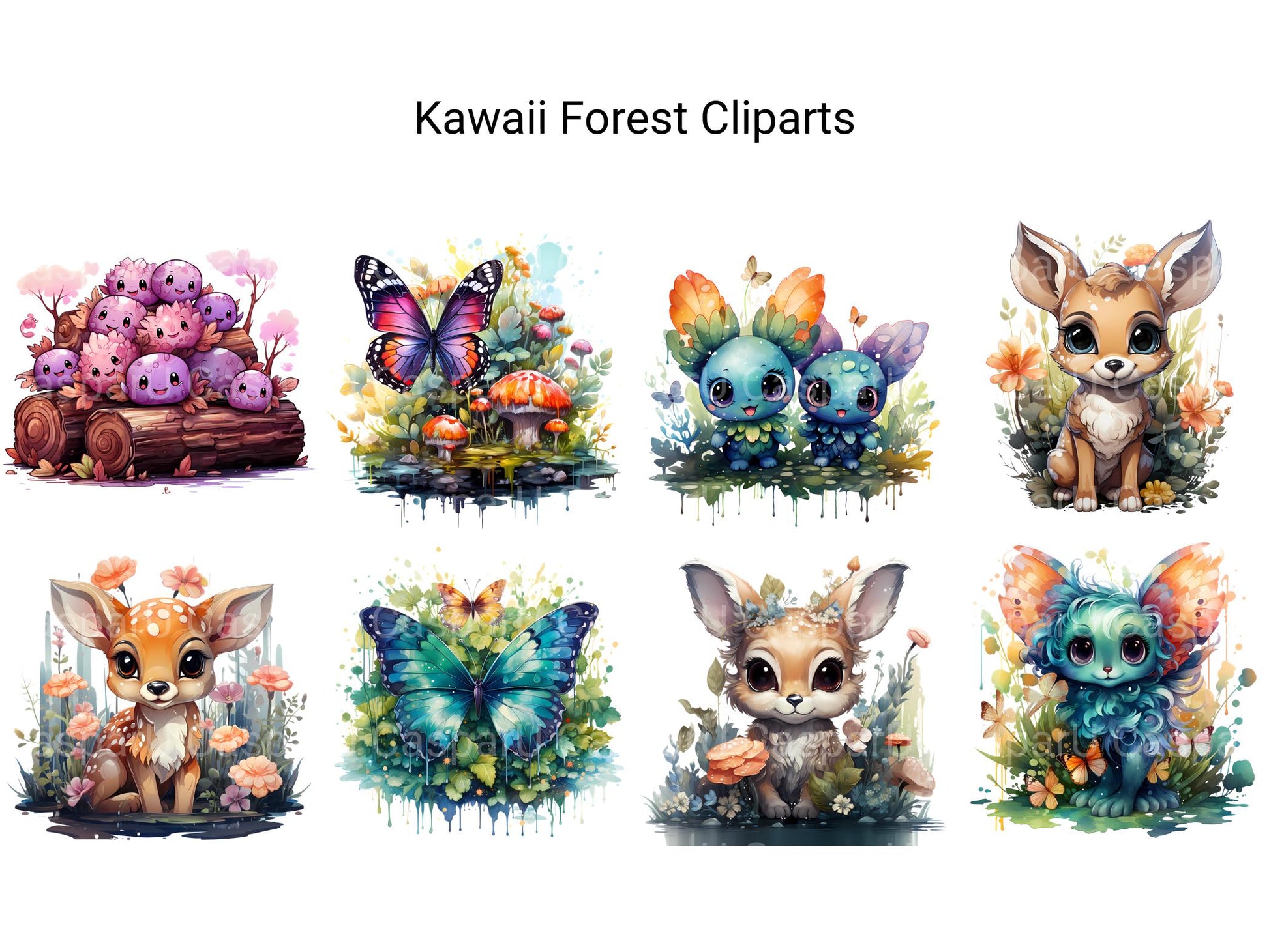 Kawaii Forest Clipart - CraftNest