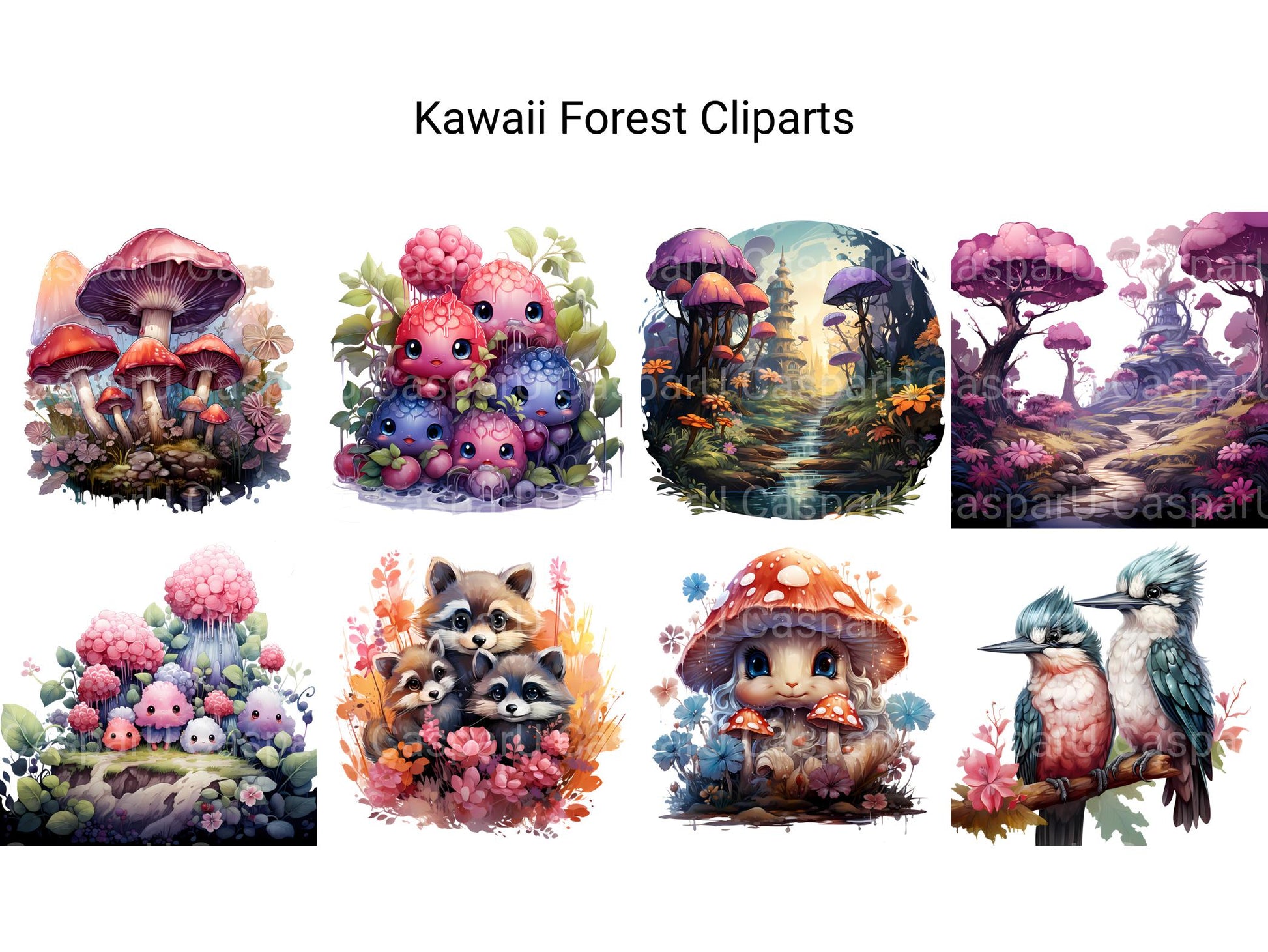 Kawaii Forest Clipart - CraftNest