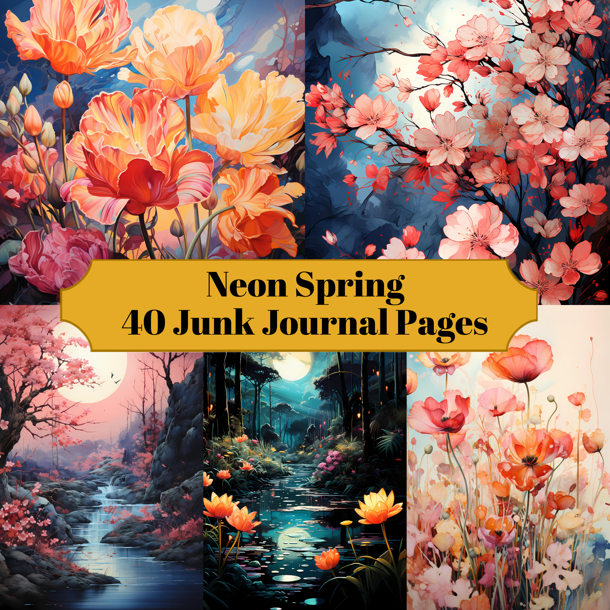 Neon Spring Junk Journal Pages - CraftNest