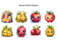 Kawaii Fruits Clipart - CraftNest