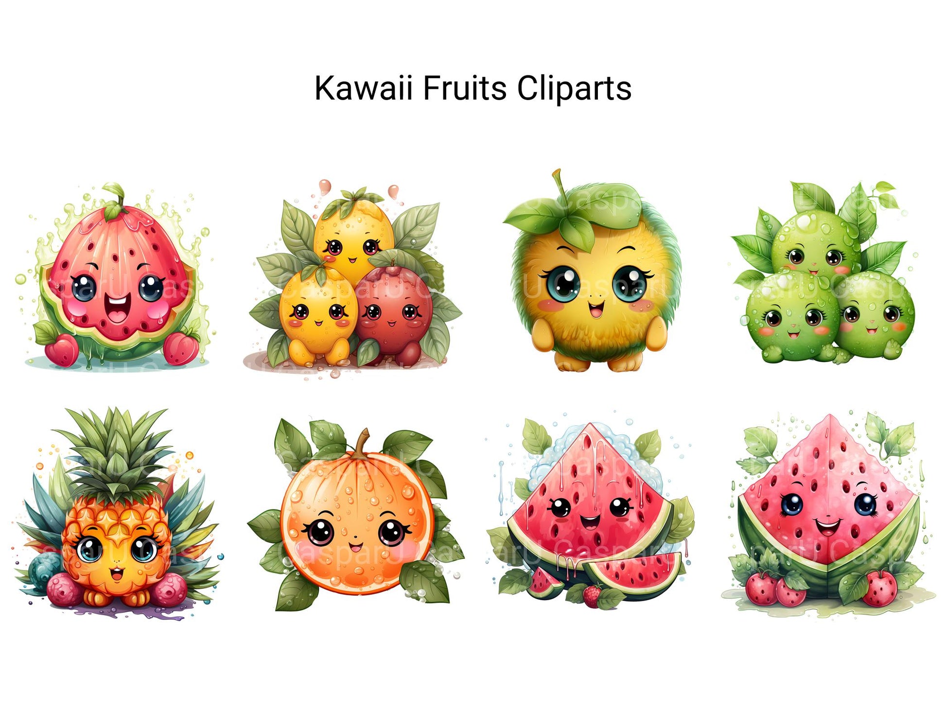 Kawaii Fruits Clipart - CraftNest