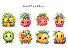 Kawaii Fruits Clipart - CraftNest