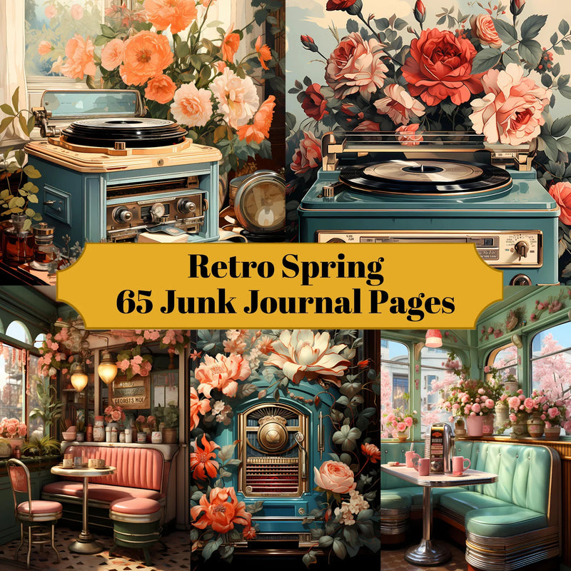 Retro Spring Junk Journal Pages