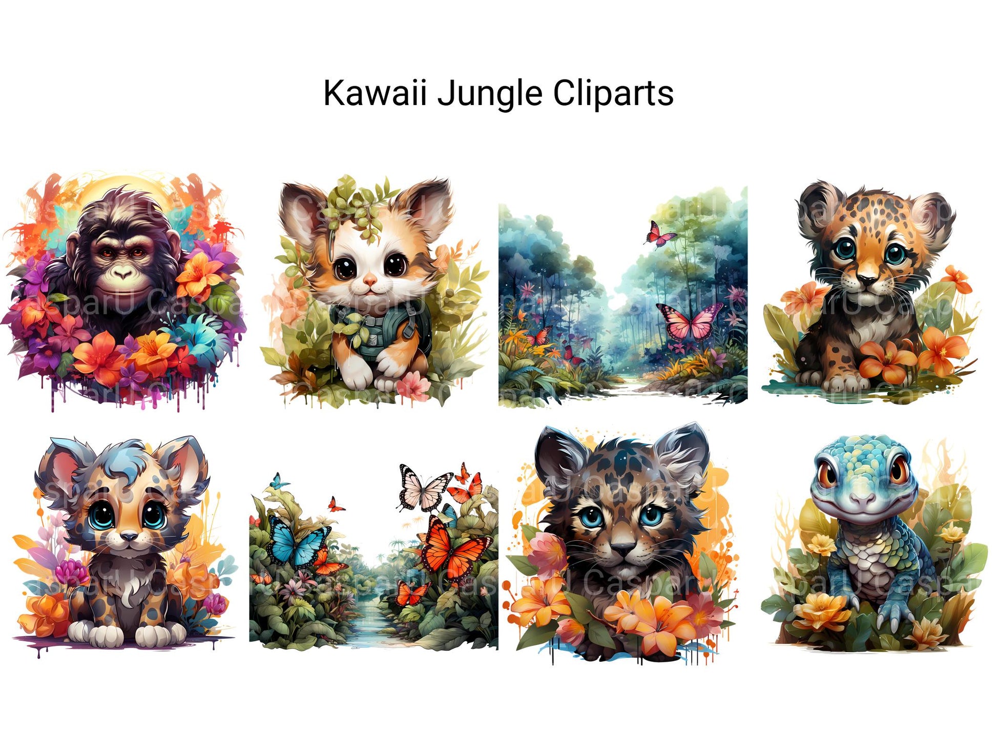 Kawaii Jungle Clipart - CraftNest