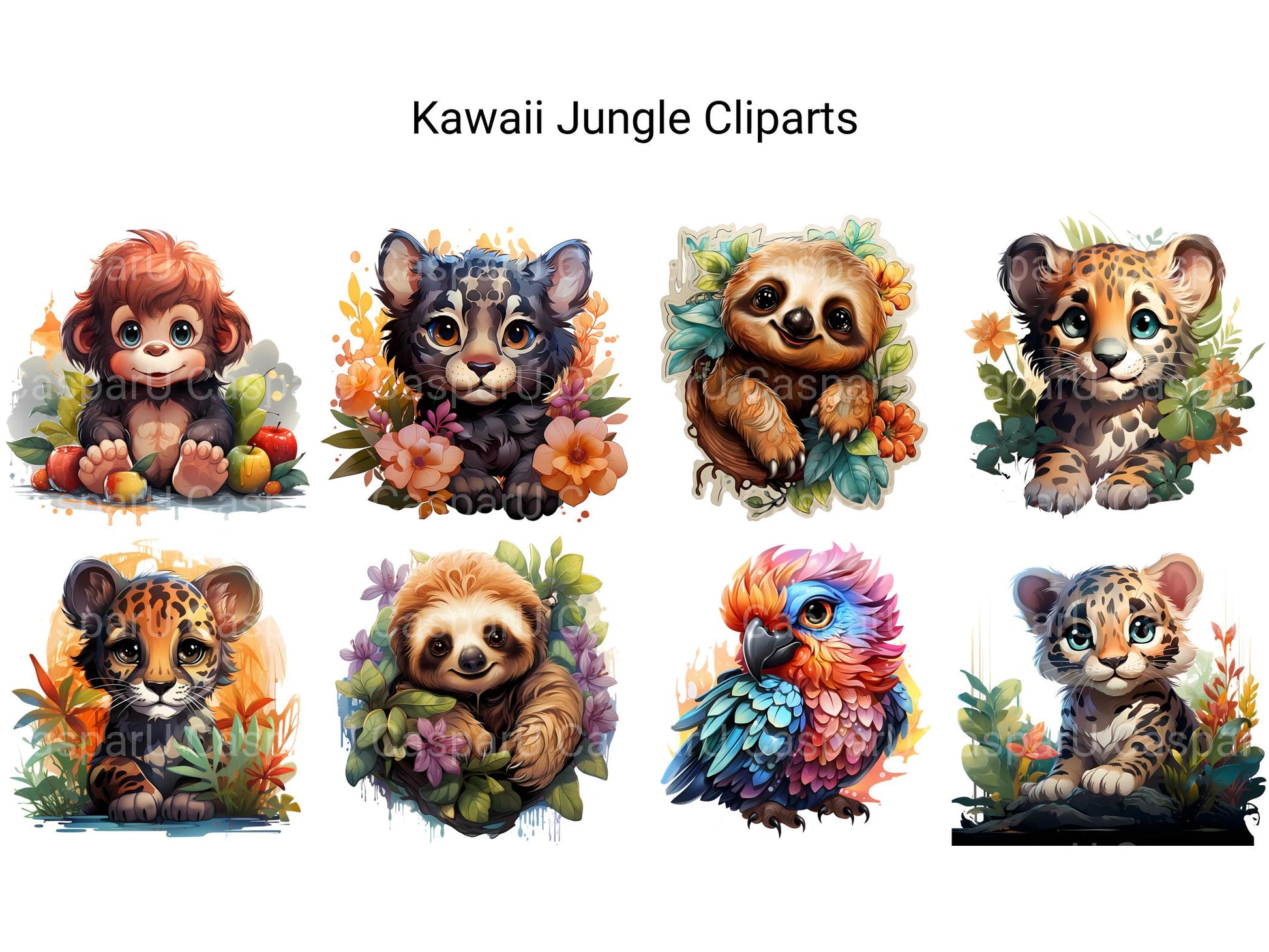 Kawaii Jungle Clipart - CraftNest