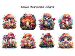 Kawaii Mushrooms Clipart - CraftNest