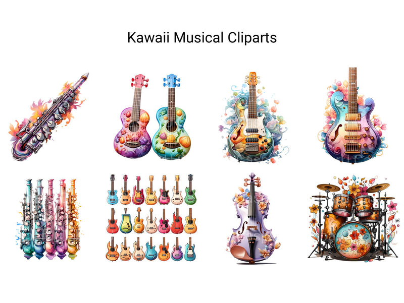 Kawaii Musical Clipart - CraftNest