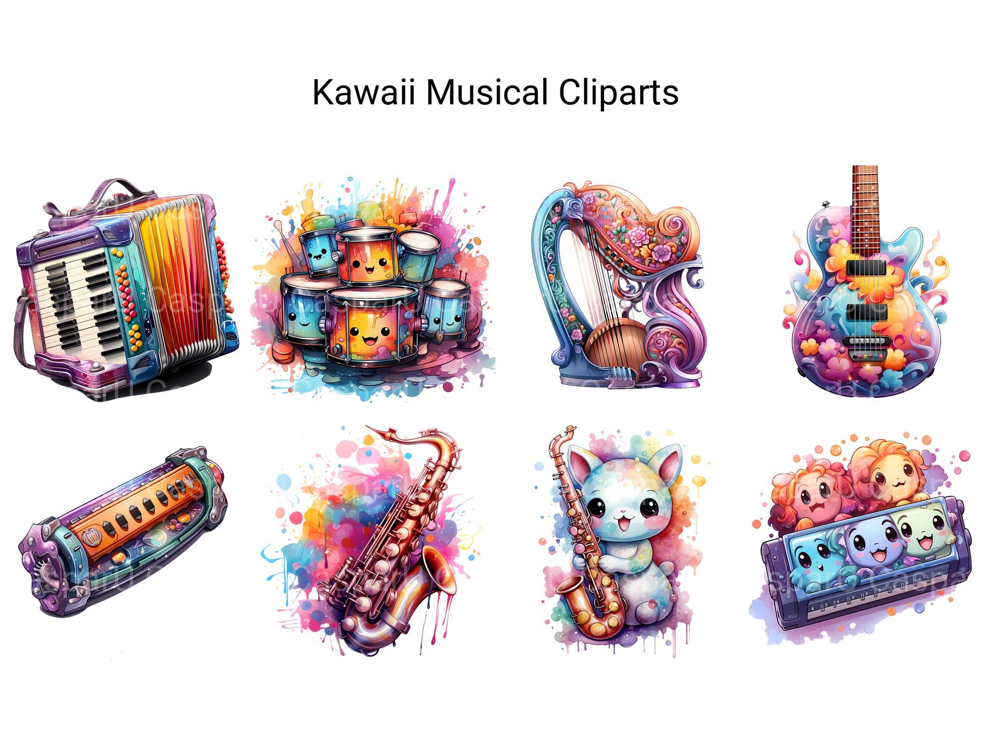 Kawaii Musical Clipart - CraftNest