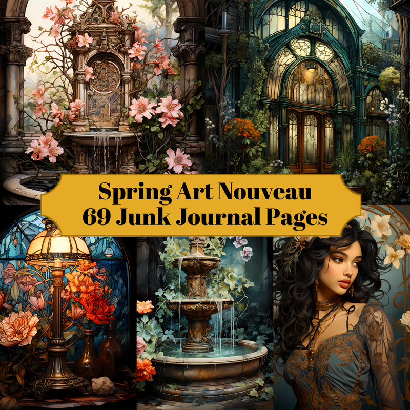 Spring Art Nouveau Junk Journal Pages - CraftNest