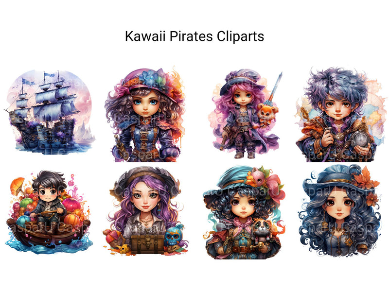 Kawaii Pirates Clipart - CraftNest