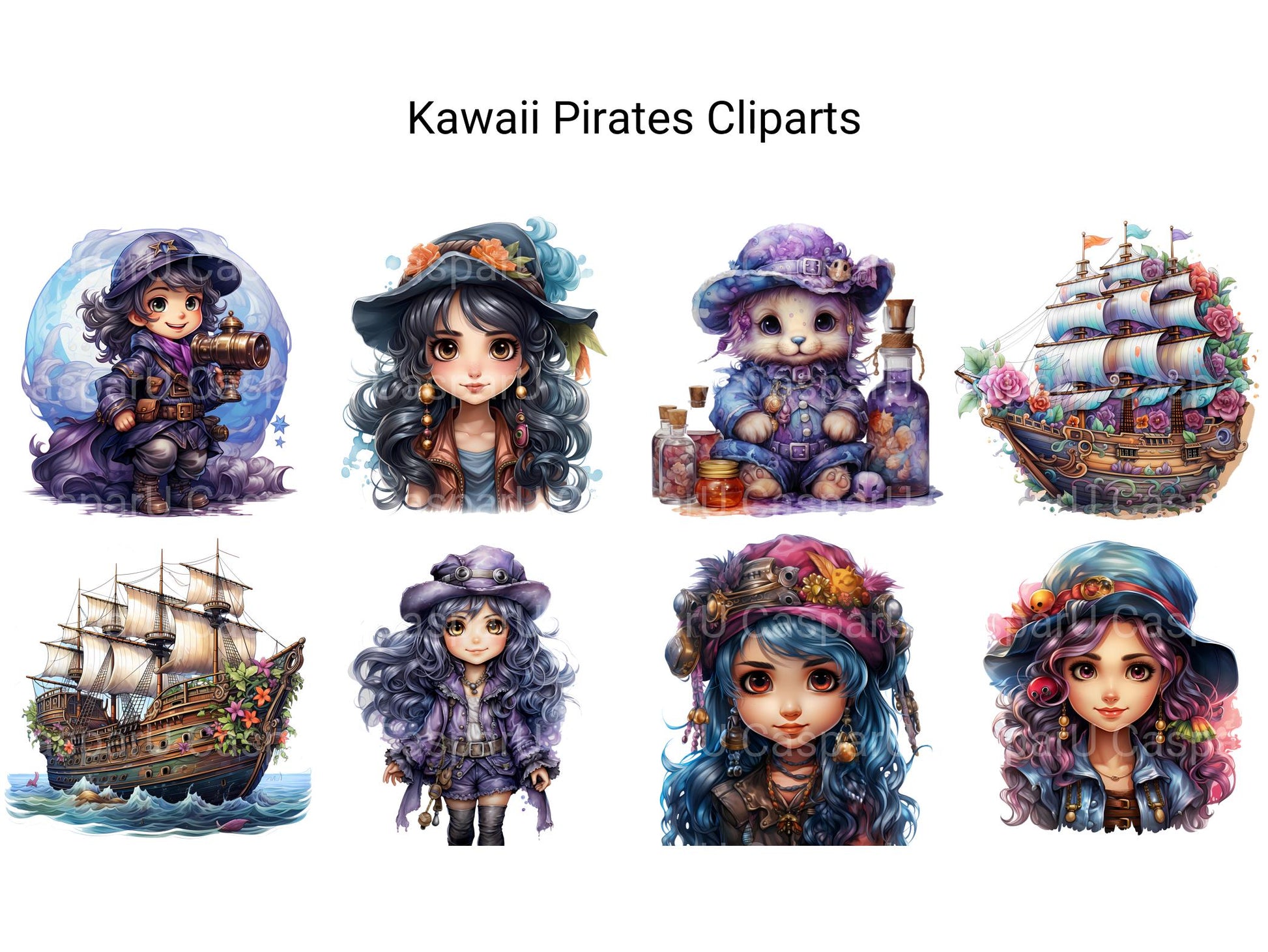 Kawaii Pirates Clipart - CraftNest