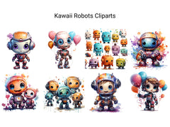 Kawaii Robots Clipart - CraftNest