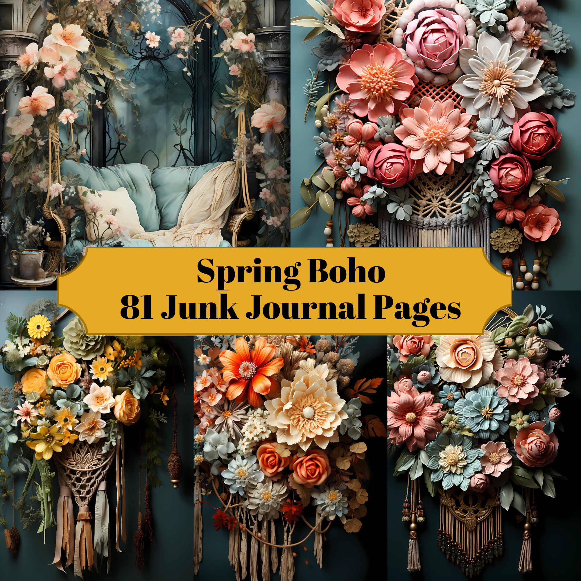 Spring Boho Junk Journal Pages - CraftNest