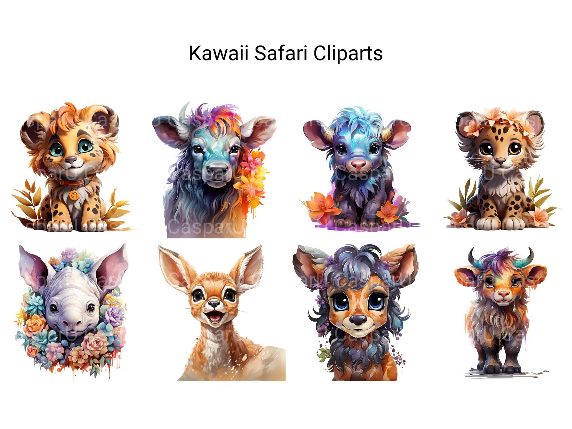 Kawaii Safari Clipart - CraftNest