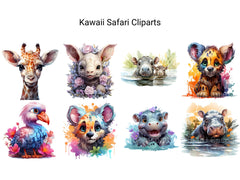 Kawaii Safari Clipart - CraftNest