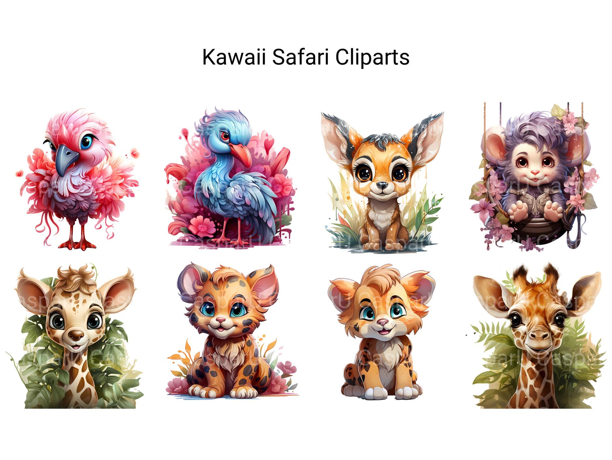 Kawaii Safari Clipart - CraftNest