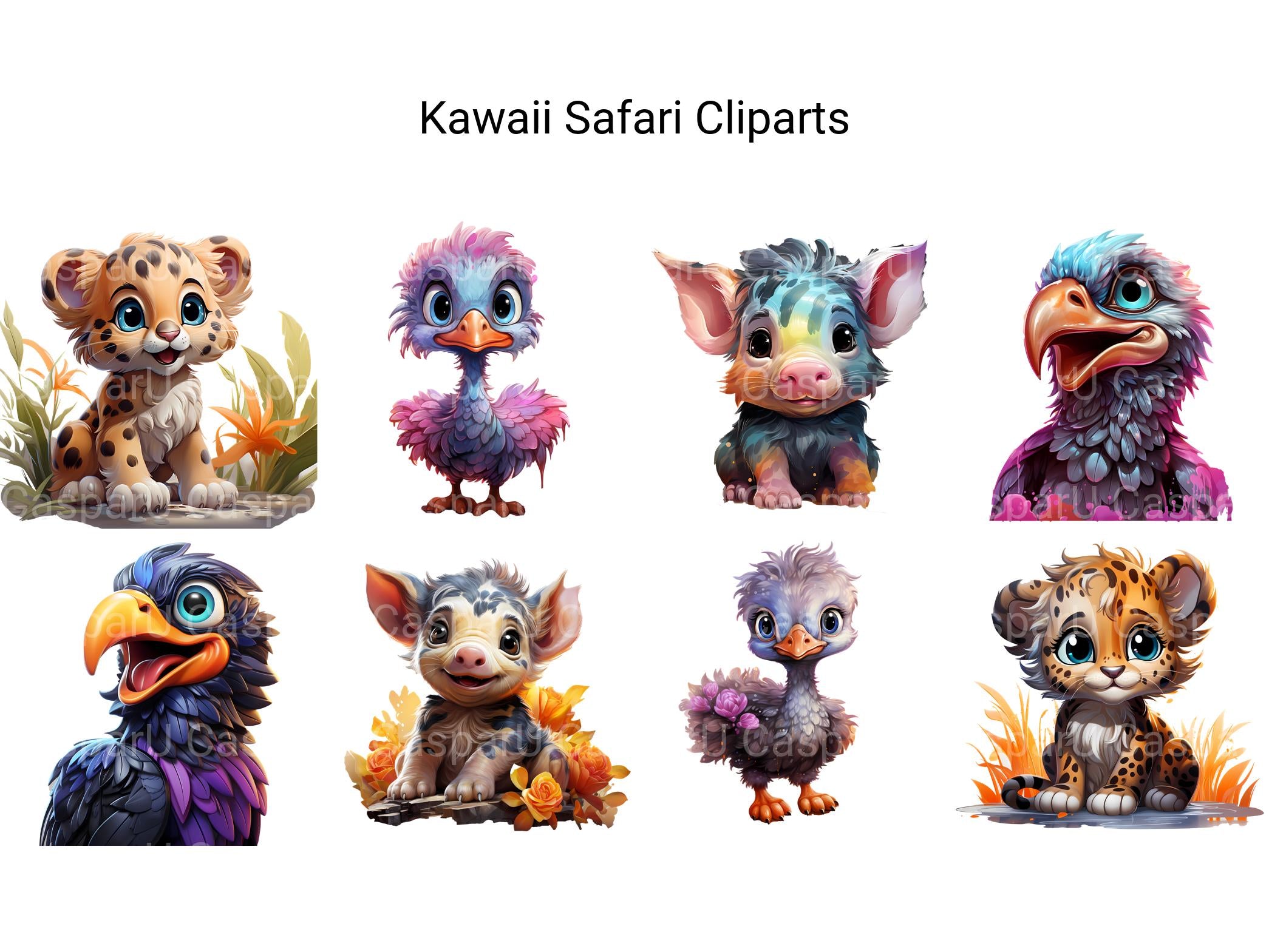 Kawaii Safari Clipart - CraftNest