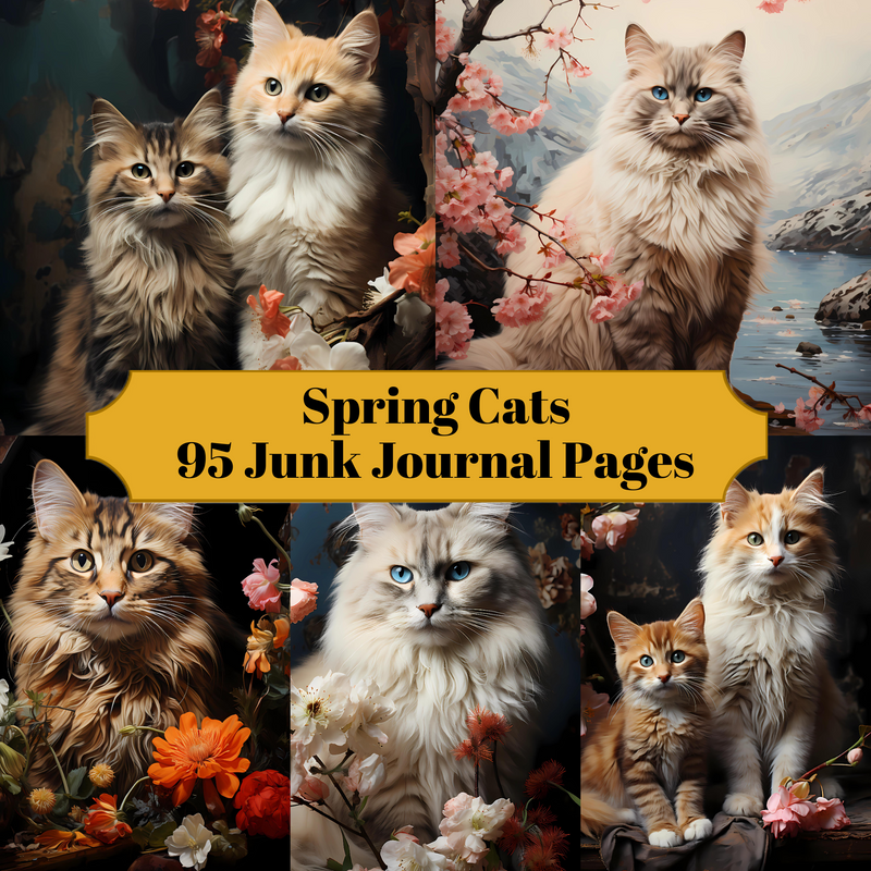 Spring Cats Junk Journal Pages - CraftNest