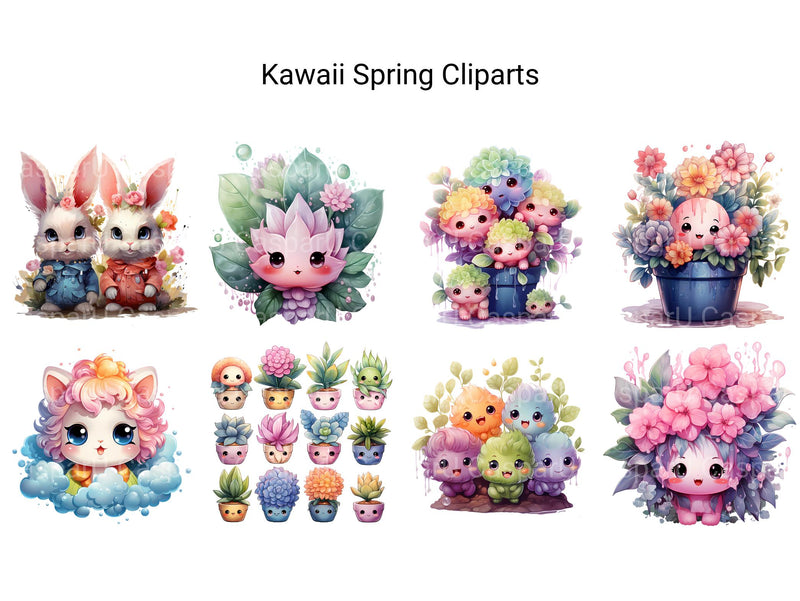 Kawaii Spring Clipart - CraftNest