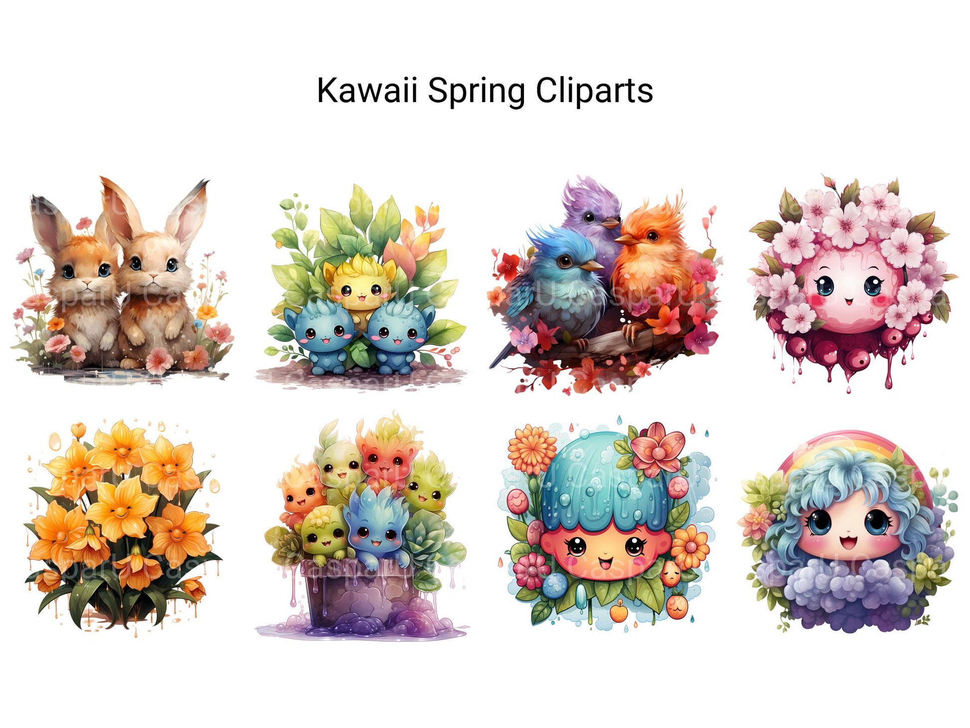 Kawaii Spring Clipart - CraftNest