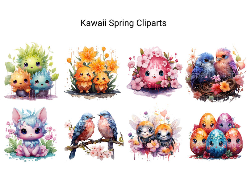 Kawaii Spring Clipart - CraftNest