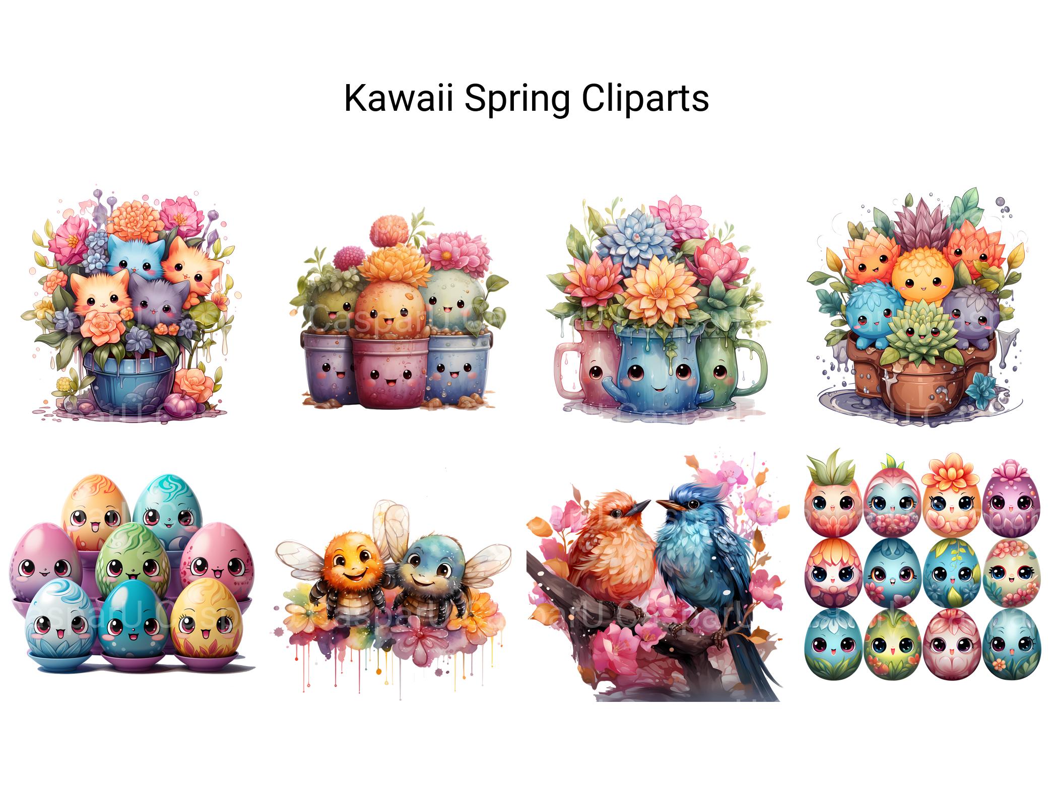 Kawaii Spring Clipart - CraftNest