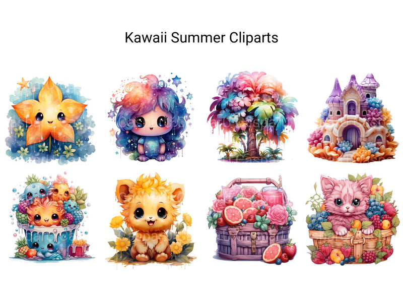 Kawaii Summer Clipart - CraftNest