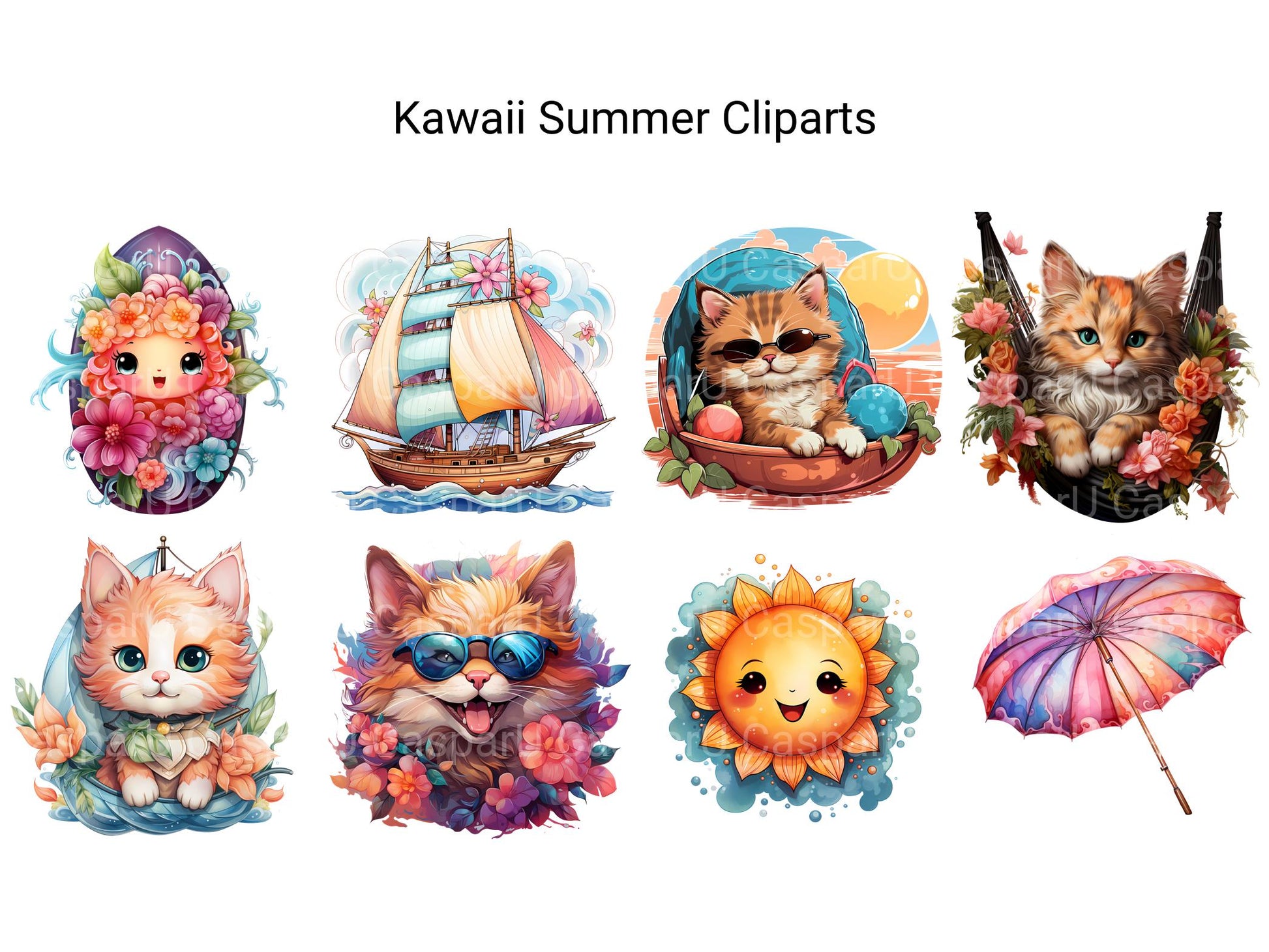 Kawaii Summer Clipart - CraftNest