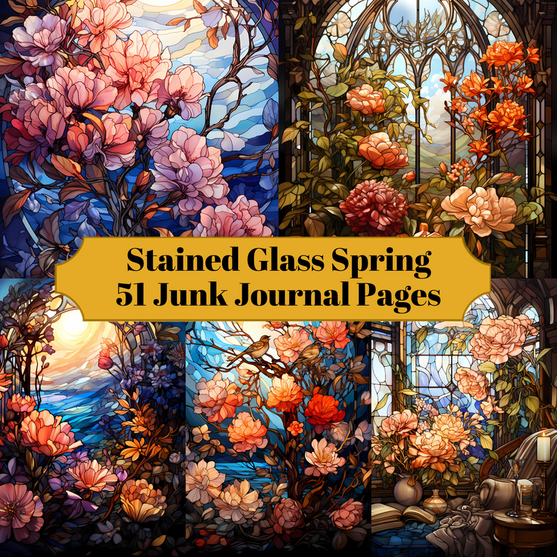 Stained Glass Spring Junk Journal Pages - CraftNest