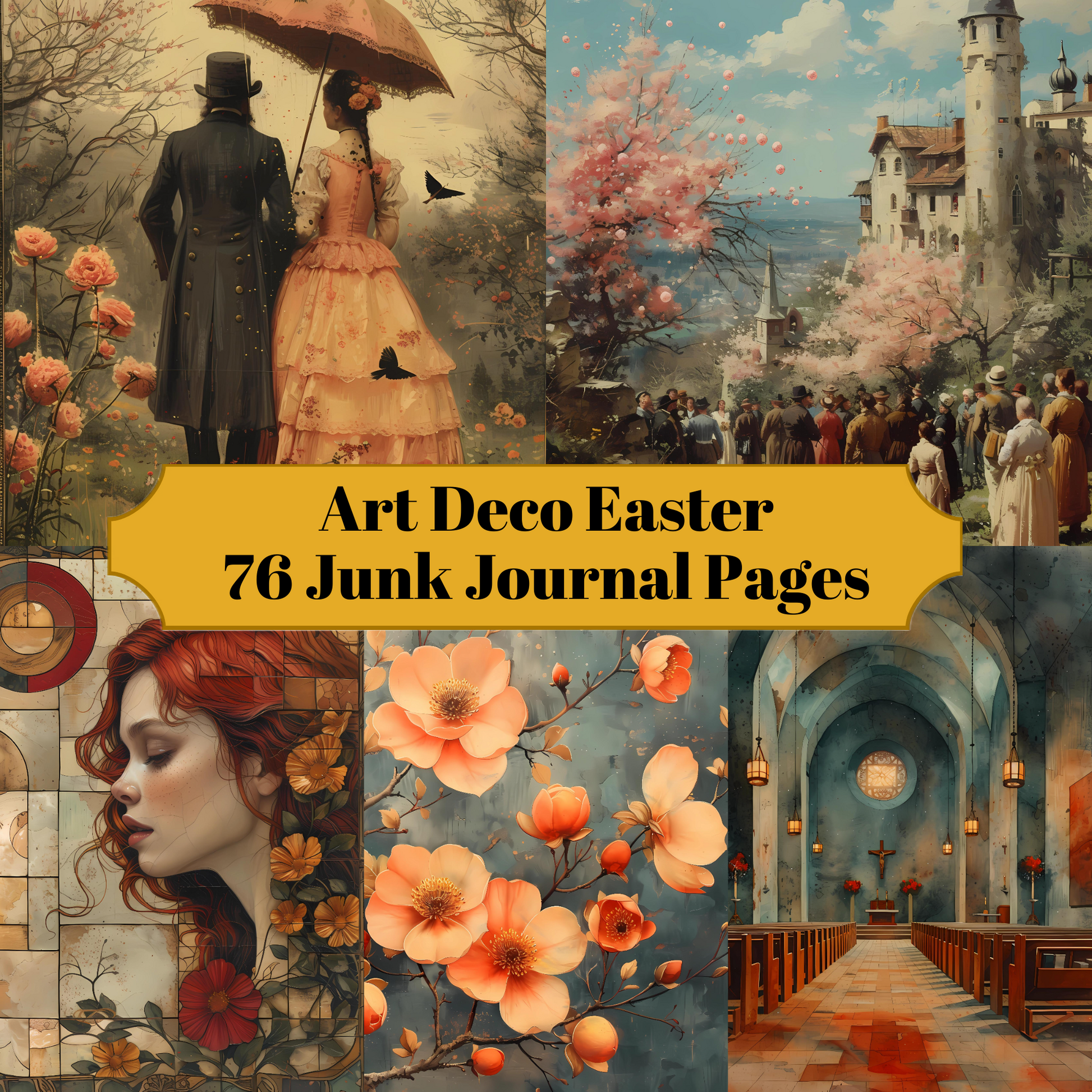 Art Deco Easter Junk Journal Pages - CraftNest