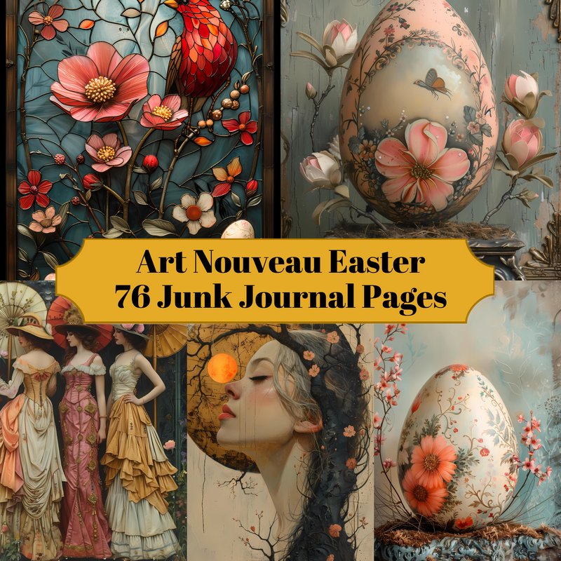 Art Nouveau Easter Junk Journal Pages - CraftNest