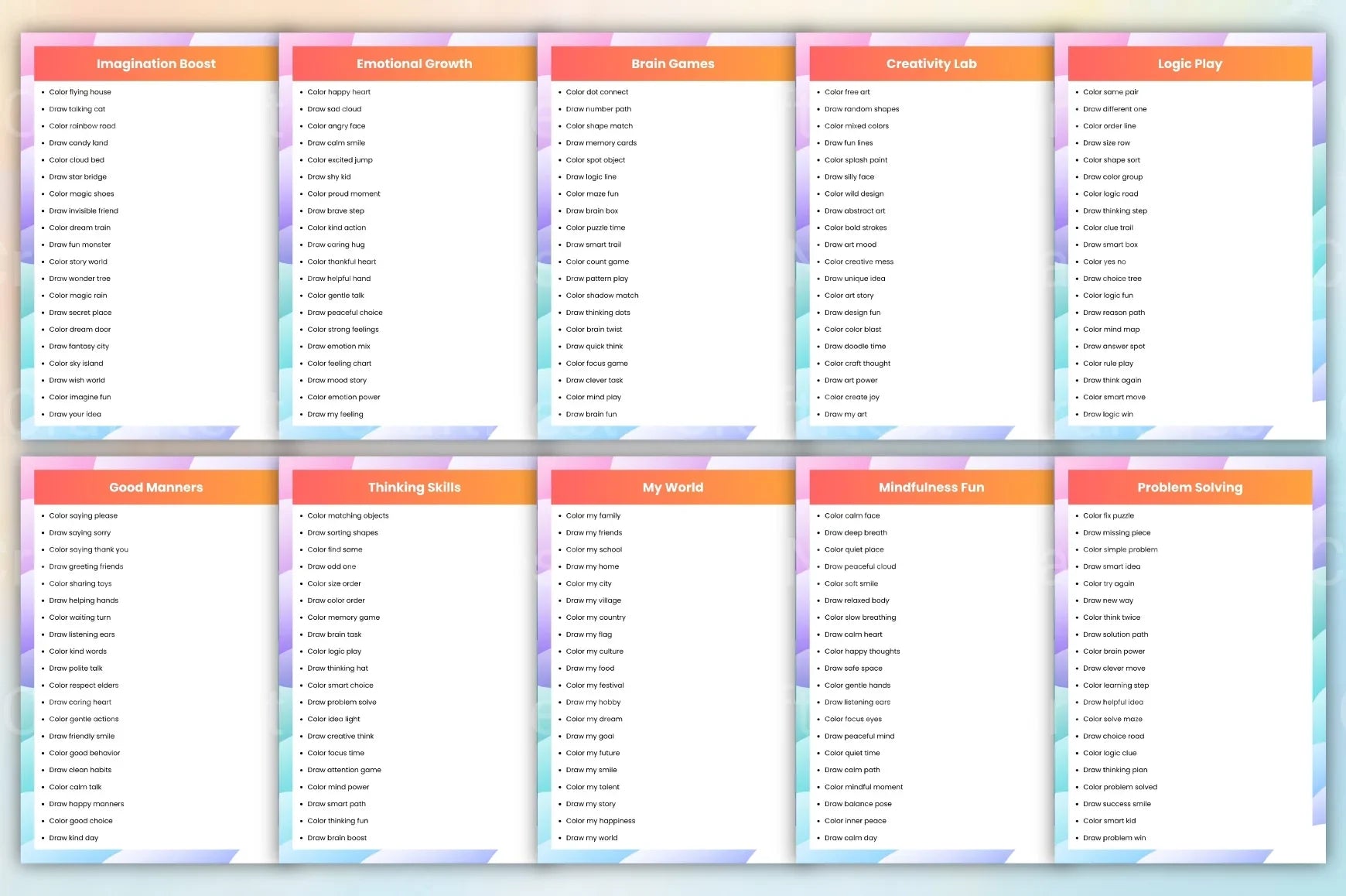 Kids Coloring Activity Prompts - CraftNest - Digital Crafting and Art