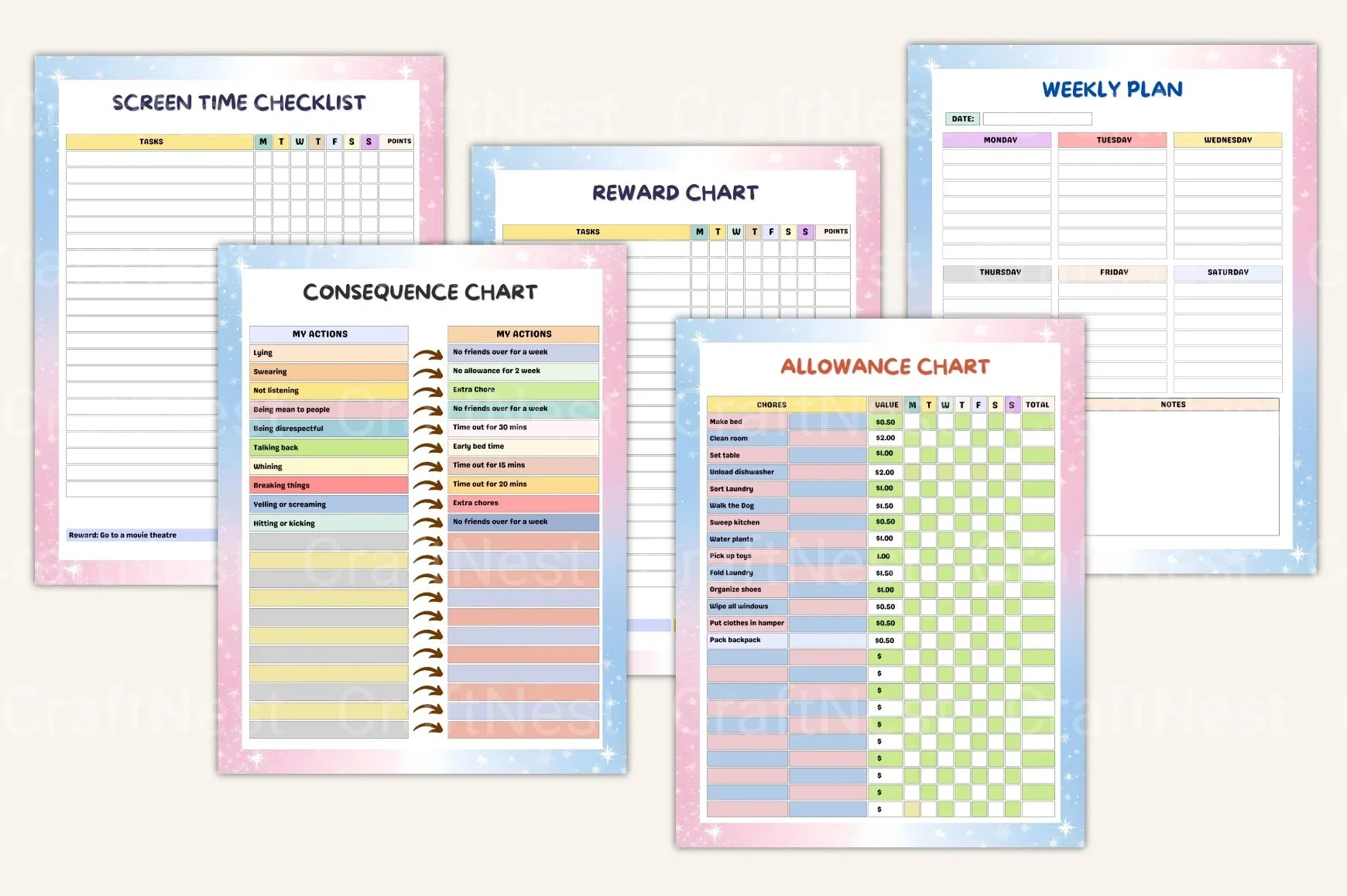 Kids Task Reward Charts for Motivation and Organization - CraftNest - Digital Crafting and Art