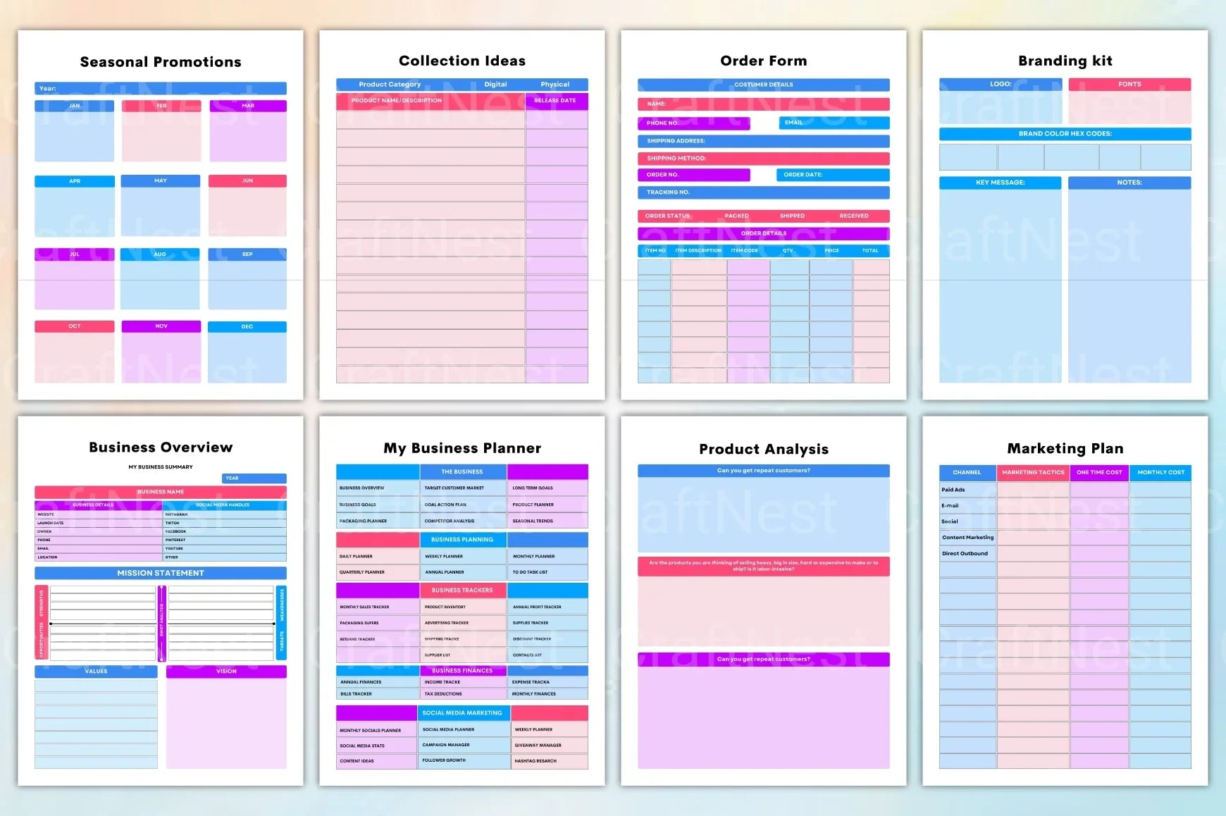Small Business Planner for Entrepreneurs - CraftNest - Digital Crafting and Art