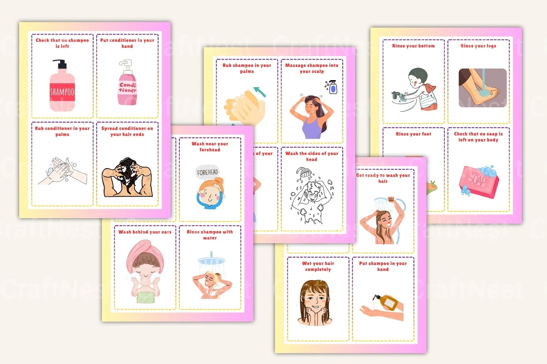Shower Sequence Cards for Boys - CraftNest - Digital Crafting and Art