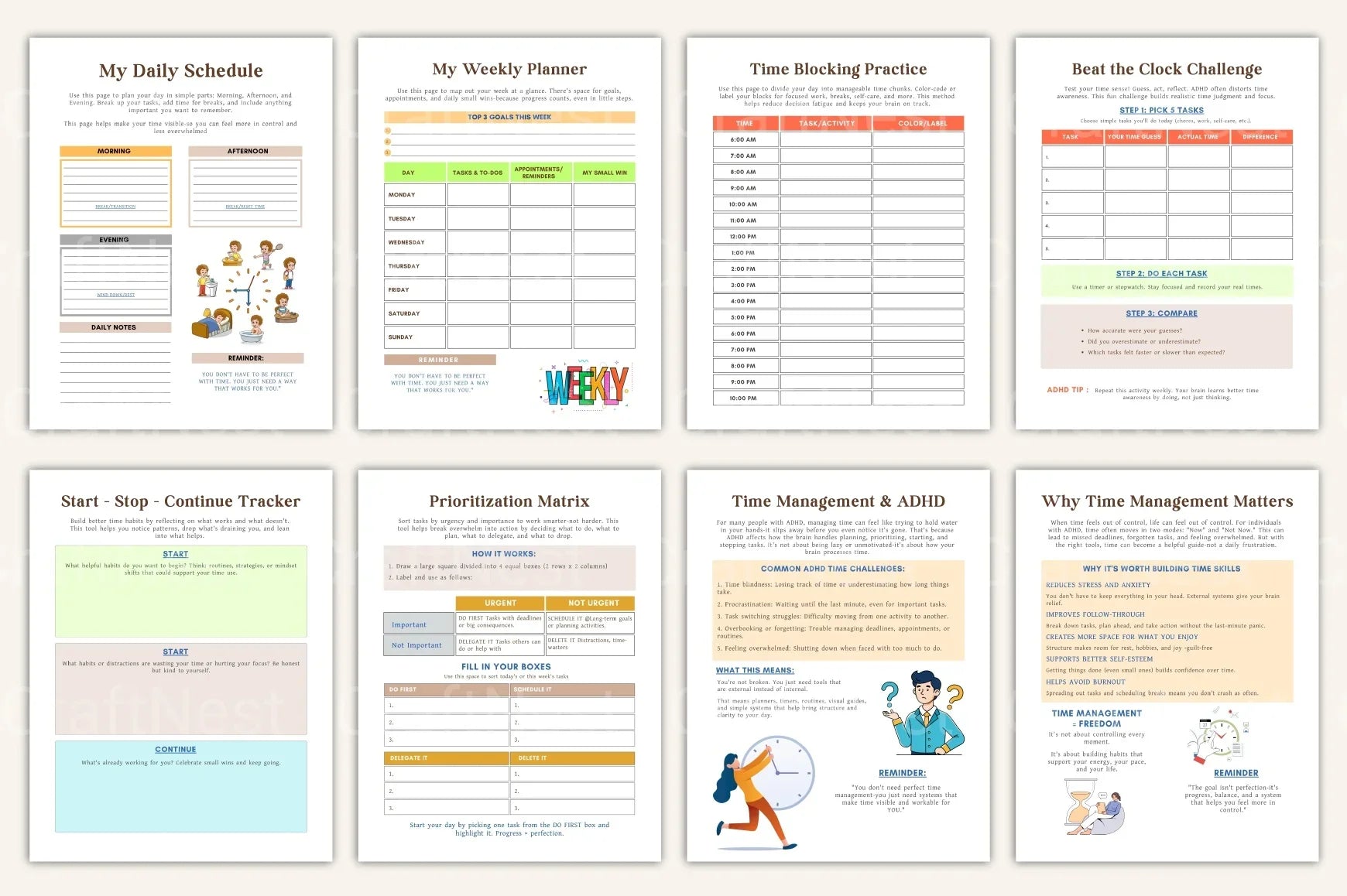 ADHD Time Management Worksheets for Improved Focus - CraftNest - Digital Crafting and Art