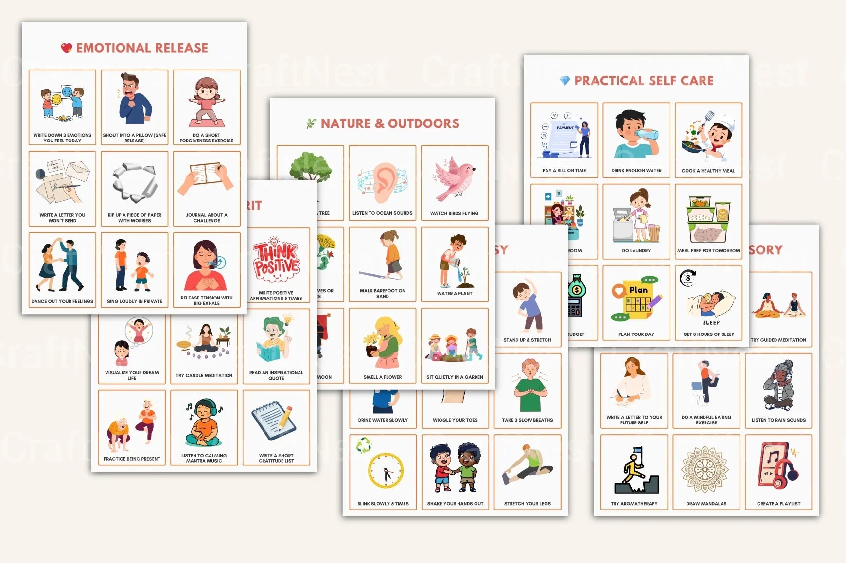 Self Care Bingo Cards for Wellness and Relaxation - CraftNest - Digital Crafting and Art