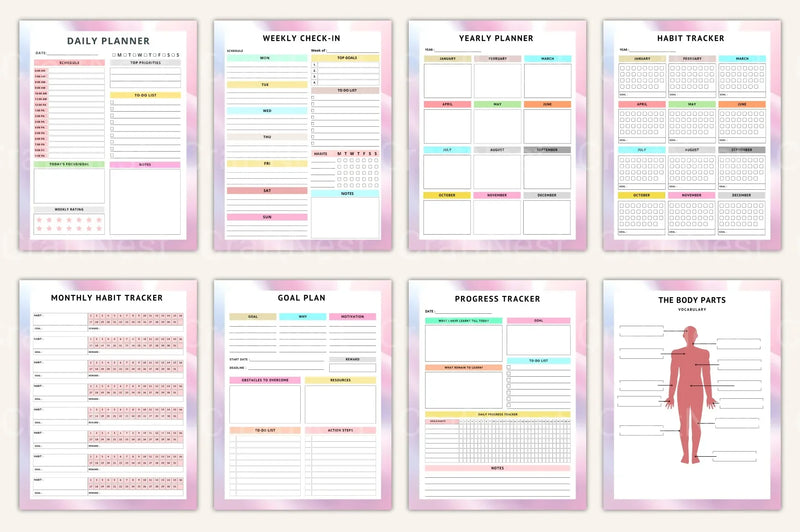 Language Practice Progress Tracker - CraftNest - Digital Crafting and Art