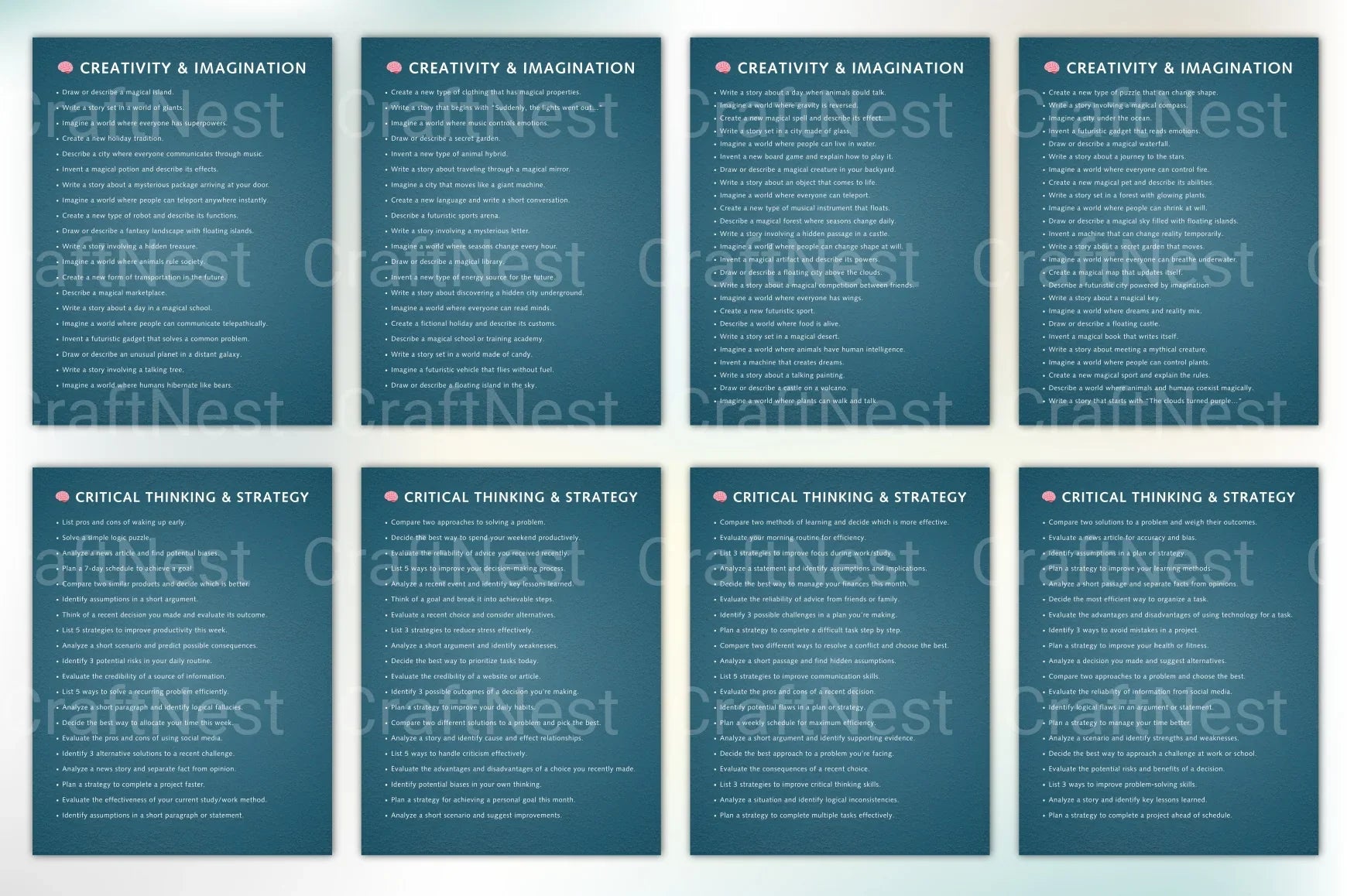 Brain Training Prompts Book for Cognitive Enhancement - CraftNest - Digital Crafting and Art