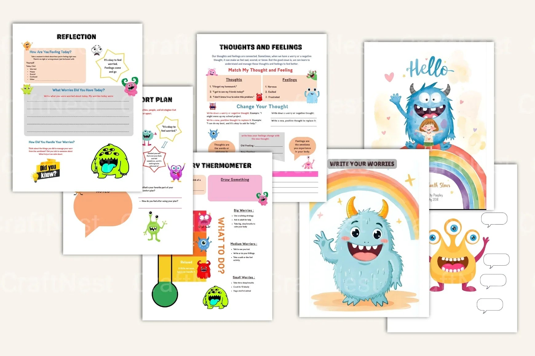 My Worry Monster Workbook: A Fun Guide for Kids - CraftNest - Digital Crafting and Art