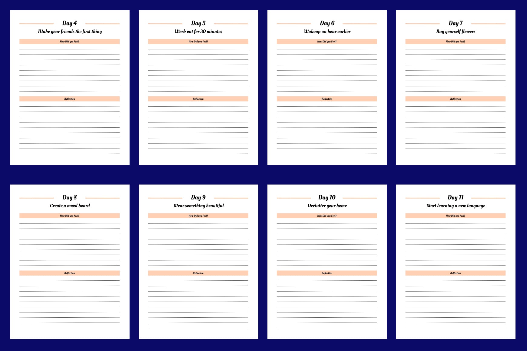 Day Glow Up Challenge Planner