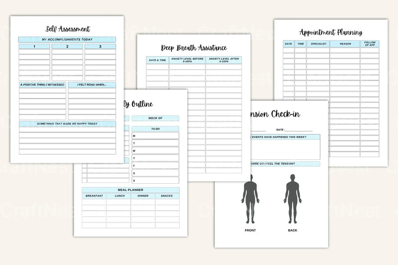 Anxiety and Depression Workbook for Mental Health - CraftNest - Digital Crafting and Art