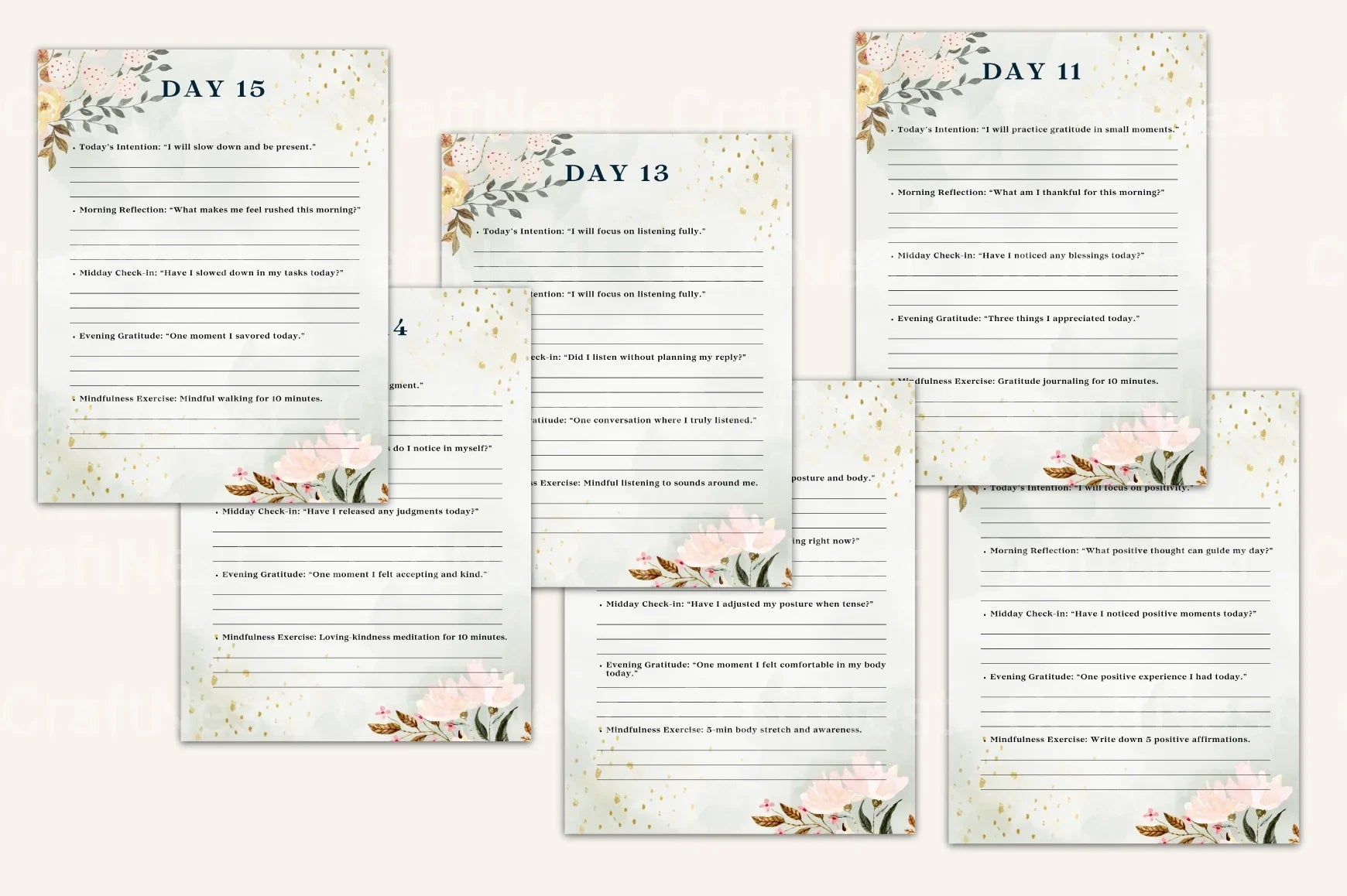 Daily Mindfulness Prompts for Enhanced Well-being - CraftNest - Digital Crafting and Art